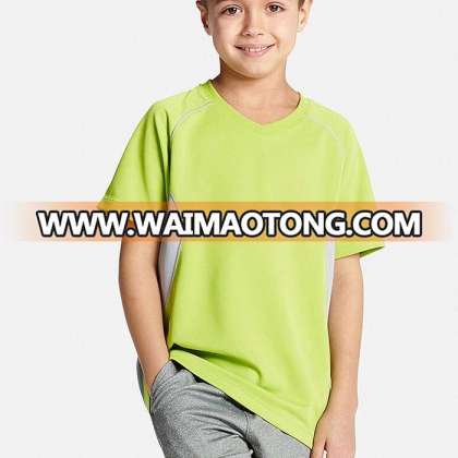 Casual v-neck plain dry fit kids' t shirts wholesale